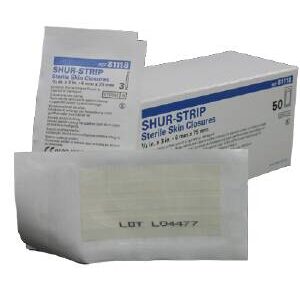 Skin Closure Strip Shur Strip 1/4 X 3 Inch Nonwoven Material Flexible Strip White