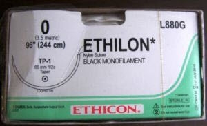 Nonabsorbable Suture with Needle Ethilon Nylon TP-1 1/2 Circle Taper Point Needle Size 0 Monofilament