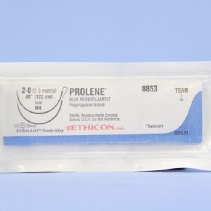 Nonabsorbable Suture with Needle Prolene Polypropylene MH 1/2 Circle Taper Point Needle Size 2-0 Monofilament