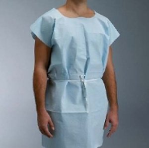 Patient Exam Gown Medium / Large Blue Disposable