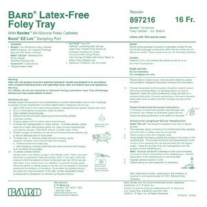 Indwelling Catheter Tray Bardia Foley 16 Fr. 5 cc Balloon Silicone