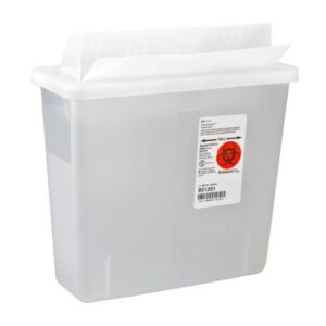Sharps Container In-Room Translucent Base 11 H X 10-3/4 W X 4-3/4 D Inch Horizontal Entry 1.25 Gallon