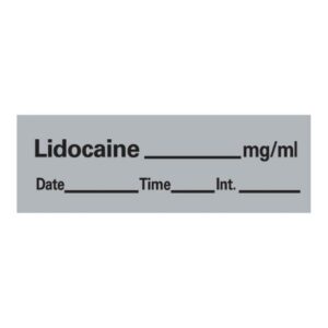 Drug Label Timemed Anesthesia Label Tape Lidocaine_mg/mL Date_Time_Int Gray 1/2 X 1-1/2 Inch