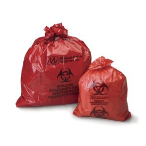 Biohazard Waste Bag Biohazard Symbol / Biohazardous Waste / Infectious Waste 12 to 16 gal. Red 25 X 34 Inch