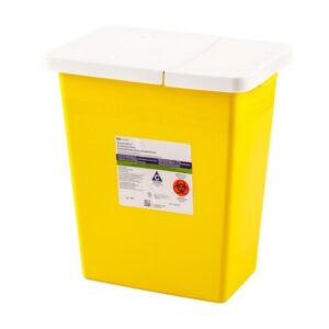 Chemotherapy Waste Container SharpSafety Yellow Base 17-1/2 H X 15-1/2 W X 11 D Inch Horizontal / Vertical Entry 8 Gallon
