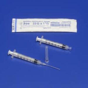 Standard Hypodermic Syringe with Needle Monoject 3 mL 1-1/4 Inch 27 Gauge NonSafety Regular Wall
