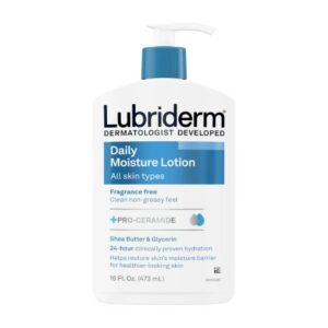 Hand and Body Moisturizer Lubriderm 16 oz. Pump Bottle Unscented Lotion CHG Compatible