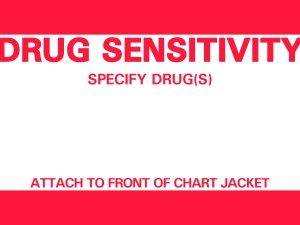 Pre-Printed Label Timemed Auxiliary Label White Drug Sensitivity, Specify Drug(S), Attach To Front Of Chart Jacket Red Safety and Instructional 4-1/2 X 2-1/4 Inch
