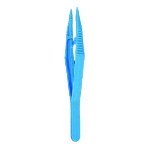 Dressing Forceps 5 Inch Length Floor / Office Grade Plastic Sterile NonLocking Thumb Handle Straight Serrated Tips