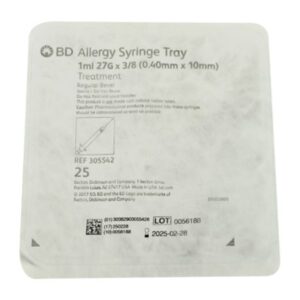 Standard Allergy Tray PrecisionGlide 1 mL 3/8 Inch 27 Gauge NonSafety Regular Wall