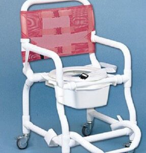 Commode / Shower Chair Duralife Fixed Arms PVC Frame Mesh Backrest 18 Inch Seat Width 300 lbs. Weight Capacity