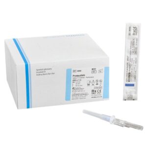 Peripheral IV Catheter Protectiv 22 Gauge 1 Inch FEP Polymer Straight Hub Non Blood Control Sliding Safety