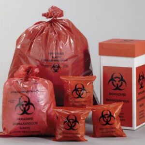 Biohazard Waste Bag Biohazard Symbol / Biohazardous Waste / Infectious Waste 2 to 3 gal. Red 14-1/2 X 19 Inch