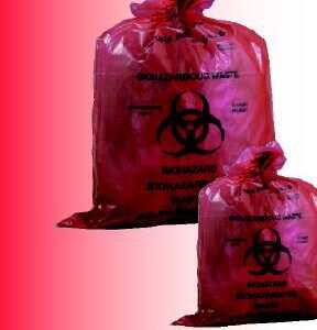 Biohazard Waste Bag Biohazard Symbol / Biohazardous Waste / Infectious Waste 5 to 6 gal. Red 16 X 24 Inch