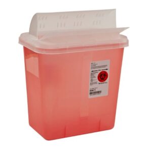 Sharps Container SharpSafety Translucent Red Base 10 H X 10-1/2 W X 7-1/4 D Inch Horizontal Entry 2 Gallon