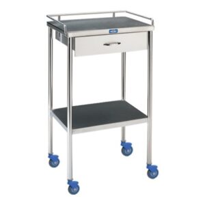 Utility Cart Stainless Steel 16 X 20 X 34 Inch Silver 3-1/2 X 12-1/2 X 15-1/2 Inch Drawer, 15 X 19 Inch Shelf