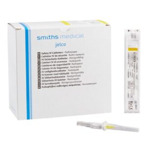 Peripheral IV Catheter Protectiv 24 Gauge 3/4 Inch FEP Polymer Straight Hub Non Blood Control Sliding Safety