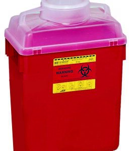 Sharps Container BD Red Base 17-1/2 X 12-4/5 X 8-4/5 Inch Vertical Entry 6 Gallon