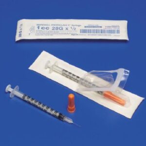 Standard Insulin Syringe with Needle Monoject 0.3 mL 1/2 Inch 29 Gauge NonSafety Regular Wall