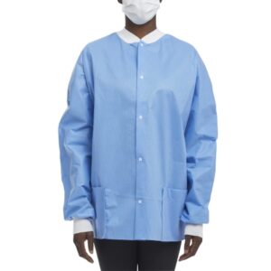 Lab Jacket Blue Large Hip Length 3-Layer SMS Disposable