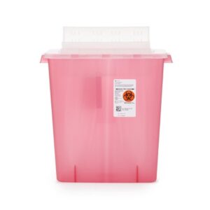 Sharps Container In-Room Translucent Red Base 16-1/4 H X 13-3/4 W X 6 D Inch Horizontal Entry 3 Gallon