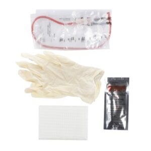 Intermittent Catheter Tray Touchless Plus Closed System / Unisex 14 Fr. Without Balloon Red Rubber