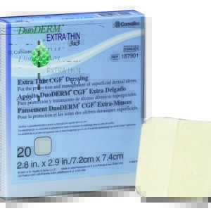 Thin Hydrocolloid Dressing DuoDERM Extra Thin CGF Film Backing 2 X 8 Inch Rectangle Hydrocolloid / Film