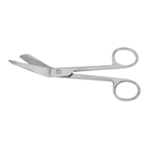 Bandage Scissors Vantage Lister 7-1/4 Inch Length Floor / Office Grade Pakistani Stainless Steel NonSterile Finger Ring Handle Angled Blunt Tip / Blunt Tip
