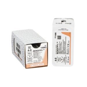 Absorbable Suture with Needle Monocryl Poliglecaprone PS-2 3/8 Circle Precision Reverse Cutting Needle Size 4-0 Monofilament