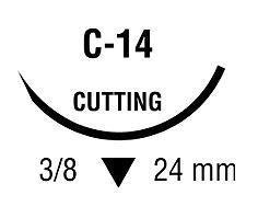 Nonabsorbable Suture with Needle Monosof Nylon C-14 3/8 Circle Reverse Cutting Needle Size 4-0 Monofilament