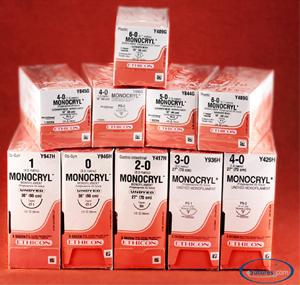 Absorbable Suture with Needle Monocryl Poliglecaprone CT-1 1/2 Circle Taper Point Needle Size 2-0 Monofilament