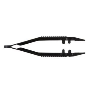 Tweezers Posi-Grip 4 Inch Length Floor / Office Grade Plastic Sterile NonLocking Thumb Handle Straight Serrated Tips