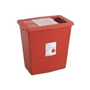 Sharps Container SharpSafety Red Base 18-3/4 H X 18-1/4 W X 12-3/4 D Inch Vertical Entry 12 Gallon