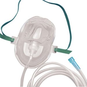 Oxygen Mask AirLife Elongated Style Adult One Size Fits Most Adjustable Head Strap