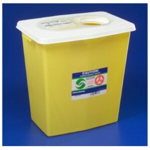 Chemotherapy Waste Container SharpSafety Yellow Base 17-3/4 H X 11 W X 15-1/2 D Inch Vertical Entry 8 Gallon