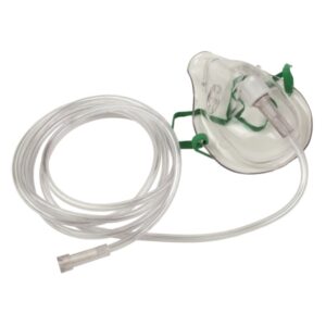 Oxygen Mask B&F Medical Elongated Style Adult One Size Fits Most Adjustable Head Strap / Nose Clip