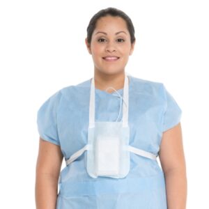 Telemetry Pouch Standard Size, Chest and Neck Straps, NonWoven Material, Velcro Closures, Blue with White Straps, Lightweight Telemetry Unit