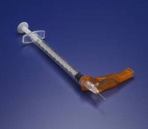 Safety Hypodermic Syringe with Needle Needle-Pro 1 mL 1/2 Inch 27 Gauge Hinged Safety Needle Regular Wall