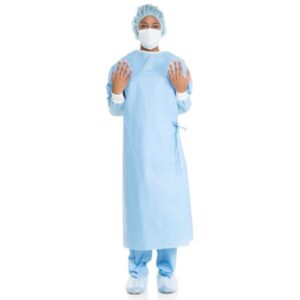 Non-Reinforced Surgical Gown with Towel ULTRA Small Blue Sterile AAMI Level 3 Disposable