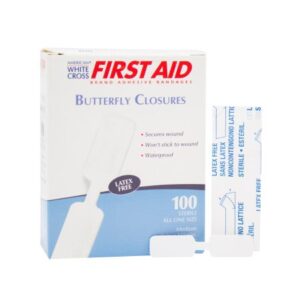 Skin Closure Strip First Aid Brand 3/8 X 1-13/16 Inch Nonwoven Material Butterfly Closure White