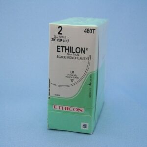 Nonabsorbable Suture with Needle Ethilon Nylon LR 3/8 Circle Reverse Cutting Needle Size 2 Monofilament