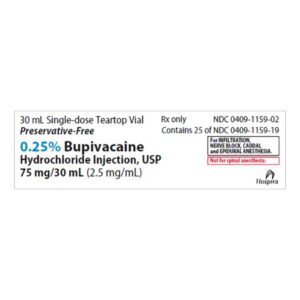 Bupivacaine HCl, Preservative Free 0.25%, 2.5 mg / mL Injection 30 mL