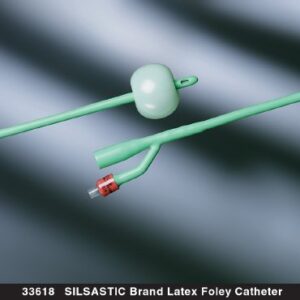 Foley Catheter Silastic 2-Way Round Tip 5 cc Balloon 16 Fr. Silicone Coated Latex