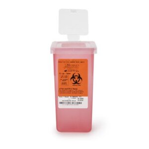 Sharps Container Sharps Translucent Red Base 7 H X 3-1/2 W X 3-1/2 D Inch Vertical Entry 0.25 Gallon