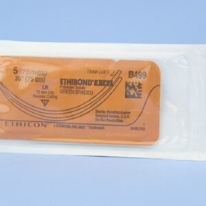 Nonabsorbable Suture with Needle Ethibond Polyester LR 3/8 Circle Reverse Cutting Needle Size 5 Braided