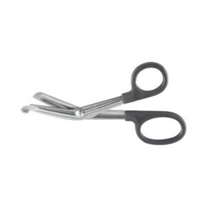 Bandage and Utility Scissors Miltex 6-1/2 Inch Length OR / Surgical Grade Stainless Steel / Plastic NonSterile Black Finger Ring Handle Angled Blunt Tip / Blunt Tip