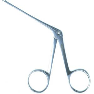 Alligator Forceps Vantage Hartmann-Noyes 3-1/4 Inch Length Floor / Office Grade Pakistani Stainless Steel NonSterile NonLocking Finger Ring Handle Straight Extra Delicate, Serrated Tips