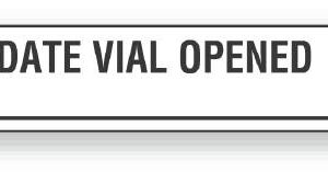 Pre-Printed / Write On Label Auxiliary Label White Paper Date Vial Opened Black Quality Control Label 1-1/4 X 5/16 Inch