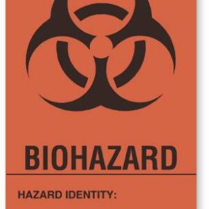 Pre-Printed Label UAL Caution Label Fluorescent Red Paper Biohazard / Symbol Black Biohazard 2 X 3 Inch