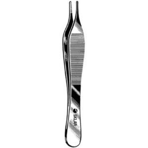 Tissue Forceps Sklar Adson 4-3/4 Inch Length OR / Surgical Grade German Stainless Steel NonSterile NonLocking Thumb Handle Straight Delicate, Serrated Tips